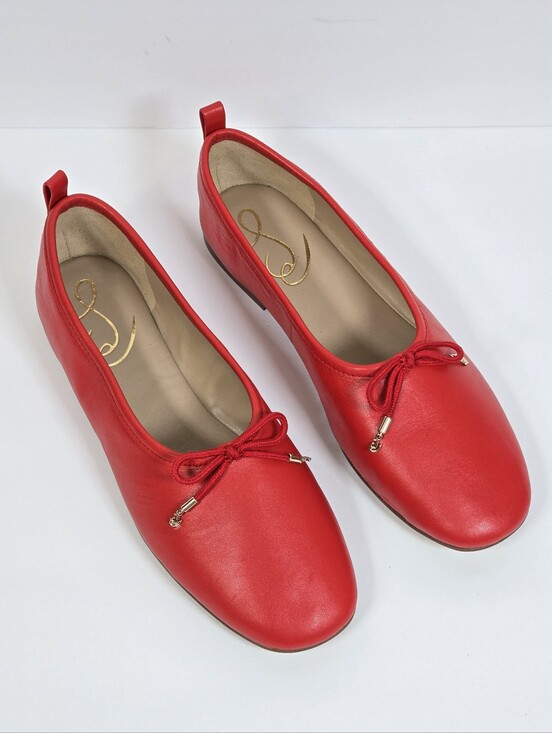 Sam Edelman Shoes - Sam Edelman Ari Ballet Flats Red Leather Bow Square Toe Classic Ballerina 7.5